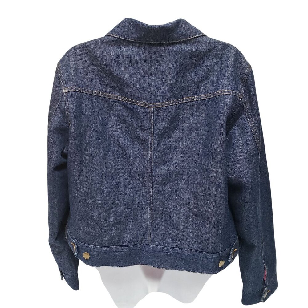 Isaac Mizrahi for Target Womens Denim Jacket Pink Lining Size L - Picture 2 of 9